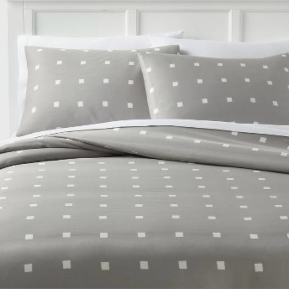 Room Essentials Cotton Blend Gray & White Twin/Twin XL Duvet Cover & Sham Set